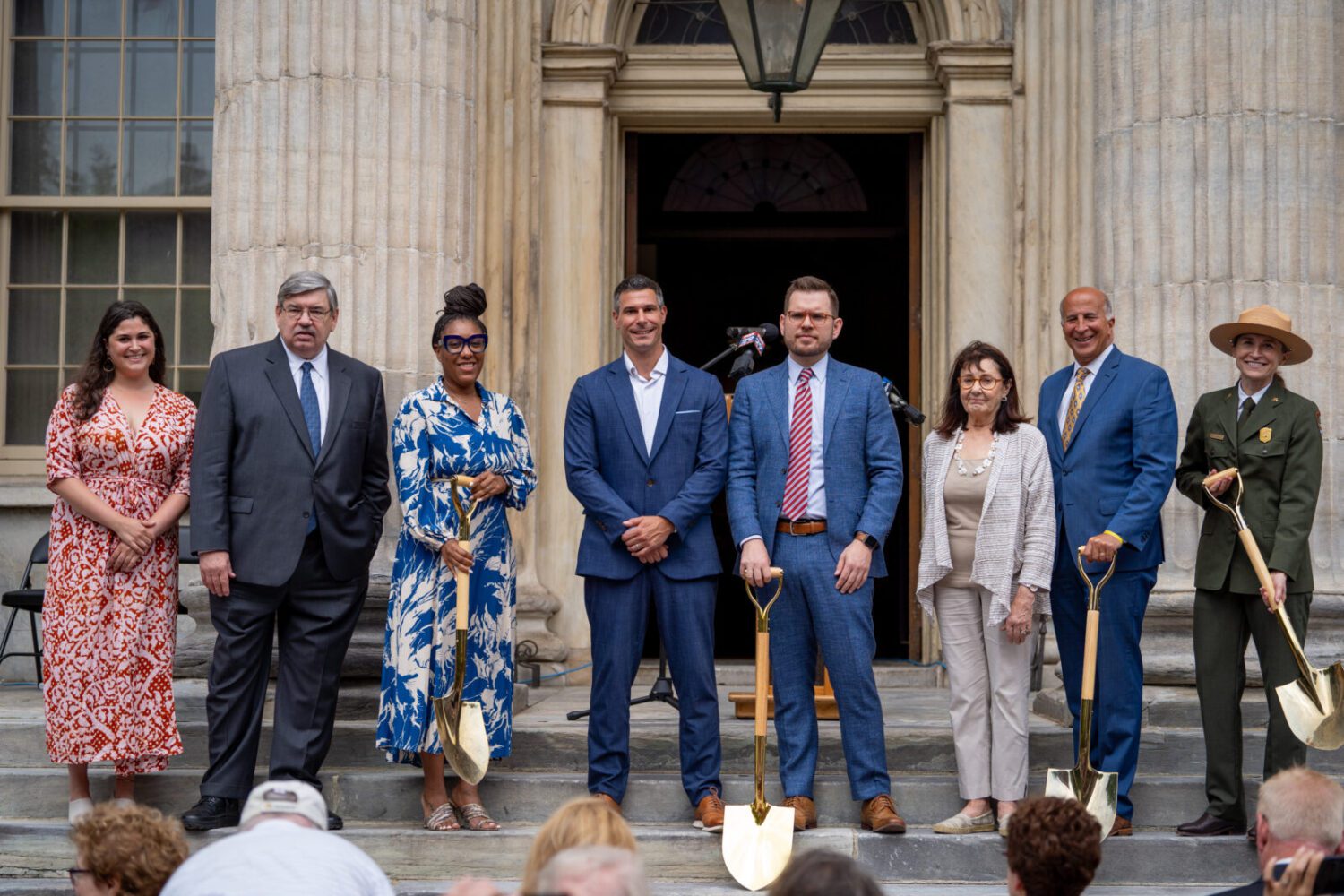 Construction groundbreaking with Independence Historical Trust, Independence National Historical Park, and project partners on July 10, 2023. Photo Credit: National Park Service
